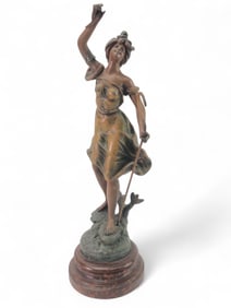 A French Patinated Spelter Figural Statuette, Signed