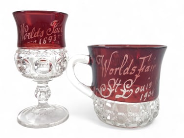 2 EAPG Ruby Red Flash World’s Fair 1893, 1904