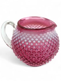 Fenton Cranberry Opalescent Hobnail Squat Jug Pitcher