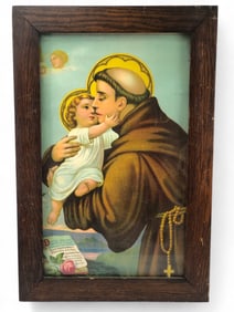 Vtg Saint Anthony 15.5 X 23 1/4 Framed Print