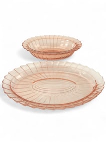 1930s Jeannette Sierra Pink Depression Glass Bowl And Platter