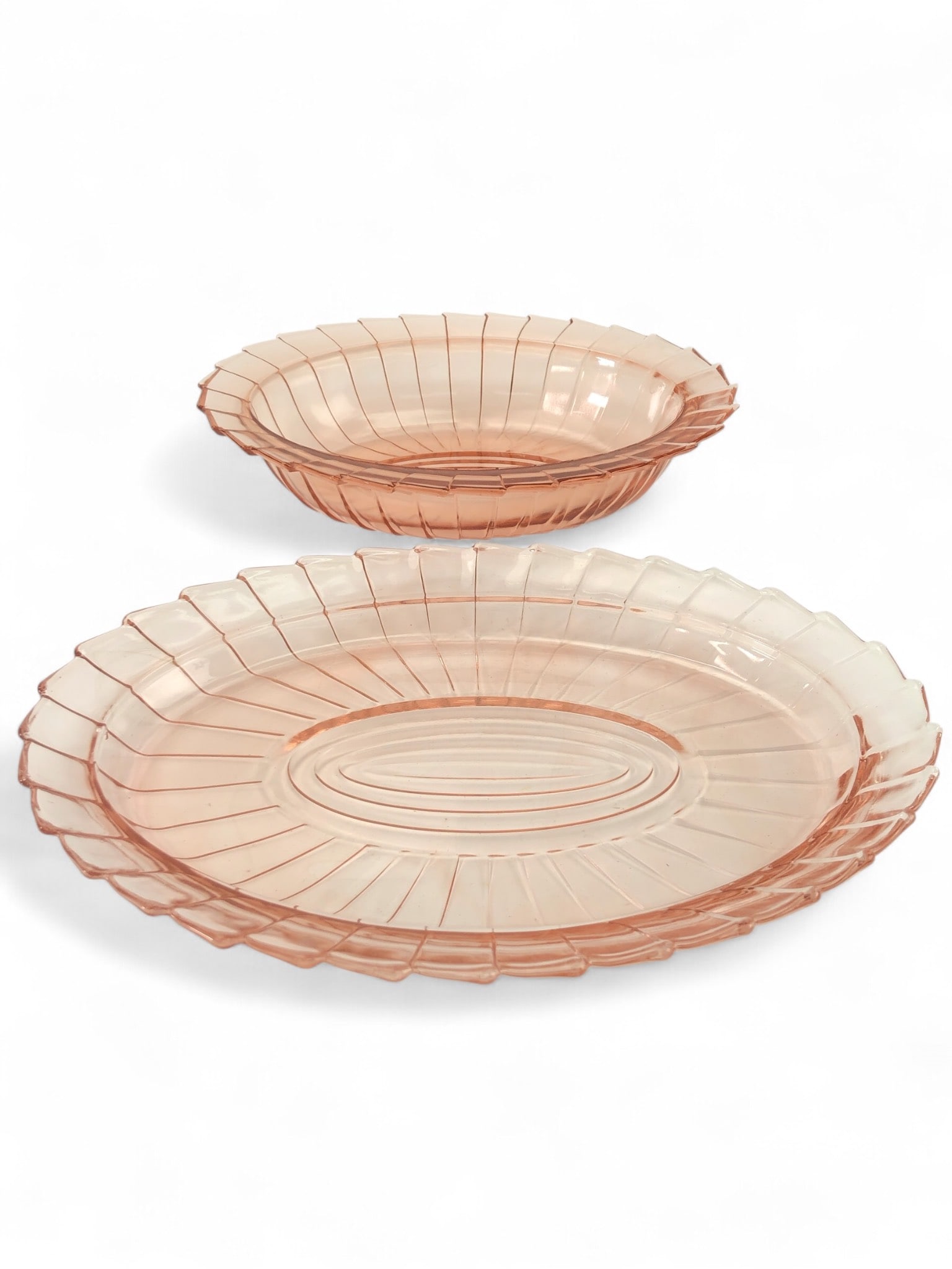 1930s Jeannette Sierra Pink Depression Glass Bowl And Platter (1 of 11)