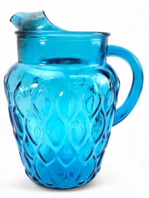 MCM Anchor Hocking Madrid Laser Blue Pitcher