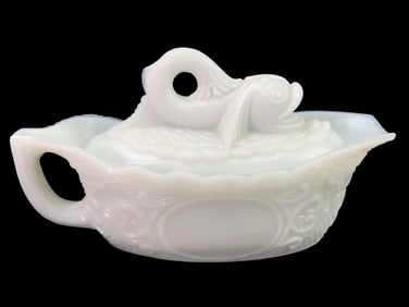 Victorian Westmoreland Milk Glass Gravy Boat
