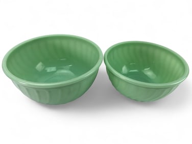 New Fire King Jadeite 2000 Swirl Nesting Bowls