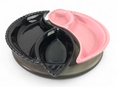 MCM Pink And Black Divided Serving Set