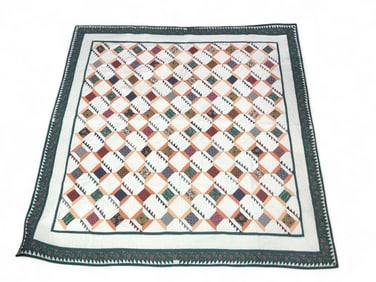 Vtg Handmade Patchwork Quilt 82 X 80.5
