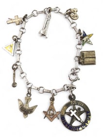 Vtg Charm Bracelet With Sterling Silver Charms