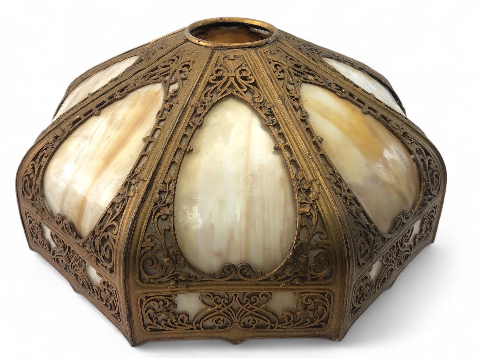 Miller Style Antique Octagonal Slag Glass Lamp Shade (1 of 12)