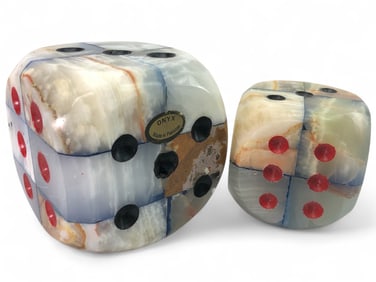 Vtg Onyx Dice Paperweight Bookends