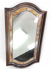 Traditional Arched Wall Mirror With Leaded Glass