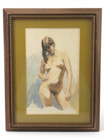 Signed Rita Skoczen 1972 Watercolor Nude