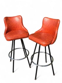 MCM Burnt Orange Vinyl Bar Stools
