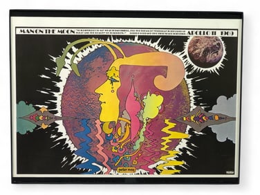 Man On The Moon Peter Max 1969 Poster Framed