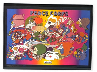 Peace Corps Peter Max 1970 Poster Framed