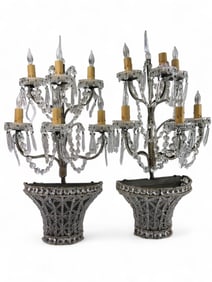 Vtg Pair Of Wall Mounted Chandelier Sconces