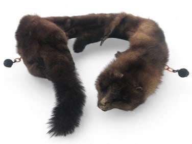 Vtg Genuine Full Mink Stole With 2 Minks