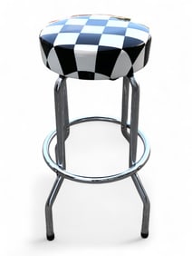 Checkered Flag Chrome Bar Stool