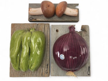 Carol Cline Ceramic Vegetables & Mushroom Art