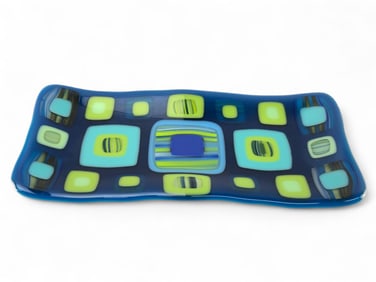 Handmade Glass Tray With Geometric Design