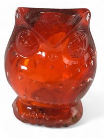MCM Controlled Bubble Glass Owl Paperweight