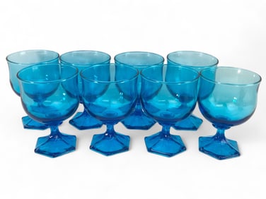 Anchor Hocking Laser Blue Flair Champagne Glasses