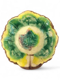 19th Century Majolica Grape Leaf Bowl