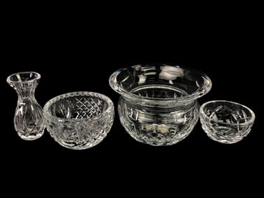 4pc Waterford Crystal Lot With Bowls And Vase