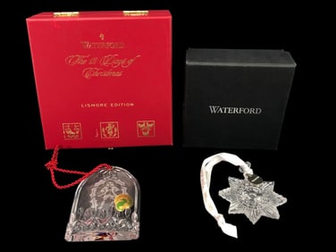 Waterford Crystal Bell And Star Ornaments