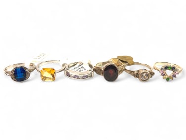 6 Sterling Silver Gemstone Rings