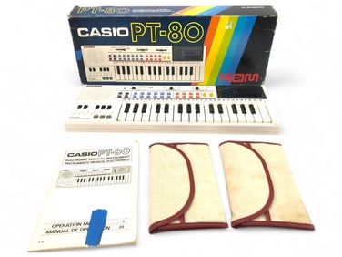 1980s Casio PT-80 Keyboard With Accessories