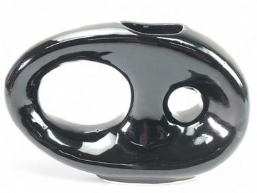 Vtg Toyo Asymmetrical Black Vase
