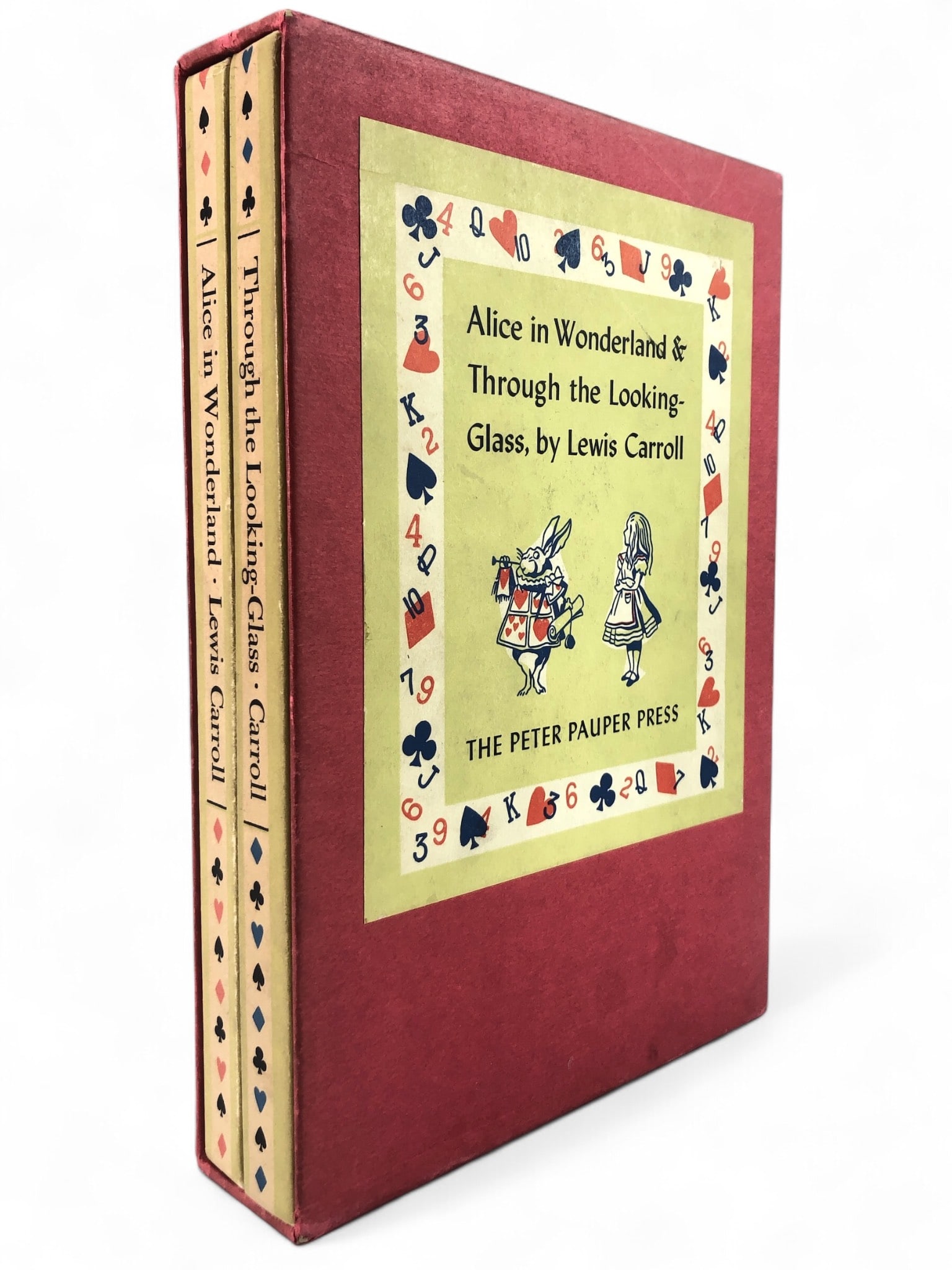 Rare Mid Century Boxed Set By Lewis Carroll: Rare mid-century boxed set of Lewis Carroll's 'Alice in Wonderland' and 'Through the Looking-Glass.' Published by The Peter Pauper Press, Mount Vernon, New York. Includes original slipcase and 2 hardc