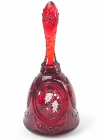 Handpainted Ruby Red Fenton Glass Christmas Bell