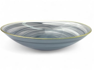 Ismay Swirl Smoke Glass Bowl 12.5 Inches Long