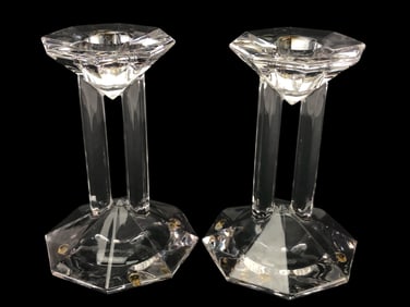 Lenox Double Pillar Crystal Candlesticks
