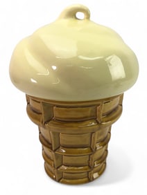 Vtg Waffle Cone Ice Cream Cookie Jar 12.5 Inches