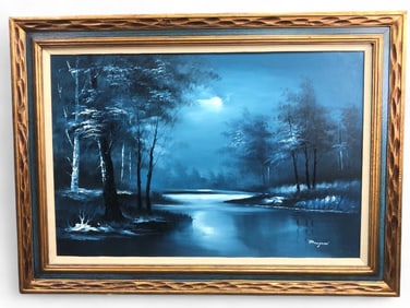 Signed Bangman Original Moonlight Painting