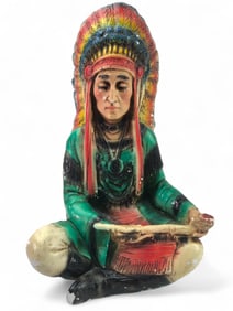 Vtg Chalkware Native American Chief Statue