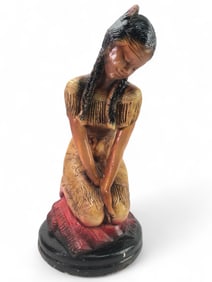 Vtg Chalkware Native American Girl Statue