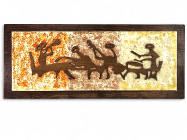 Rare MCM Pebble Art With Jazz Band