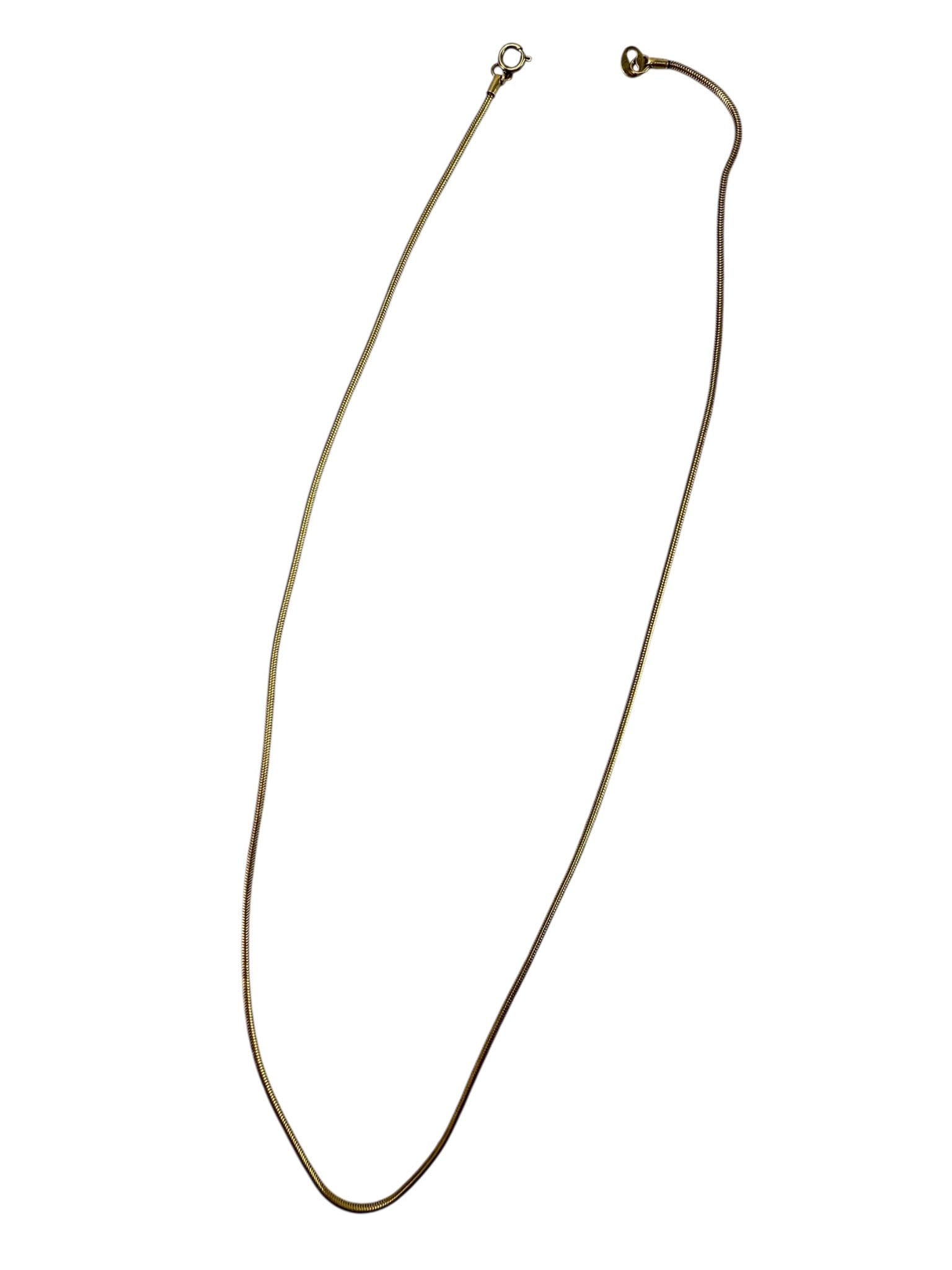 14K Gold Plumb 16? Necklace: Stamped 14K plumb necklace measuring 16 inches in length and weighing 4.91 grams. Acid tested to confirm 14K gold purity. Features a sleek and simple design with a functional clasp.
