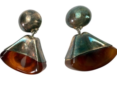 Simon Sebbag Sterling And Amber Earrings