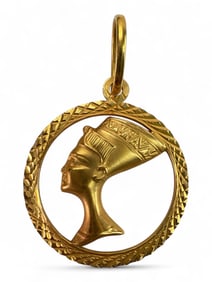 18k Gold Nefertiti Pendant Stamped 750