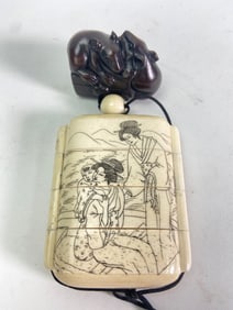 Japanese Ivory-Inspired Inro With Netsuke