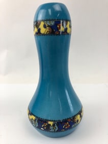 1920s Czech Pottery Vase With Hand-Painted Bands