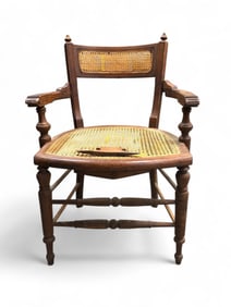 Wide Seat Wooden Armchair With Cane Seat