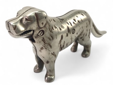 Chrome Cast Iron Dog Nutcracker With Lever Tail
