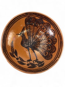 Mexican Folk Art Terracotta Bowl With Bird