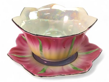 Hand-Painted Japanese Bowl And Saucer